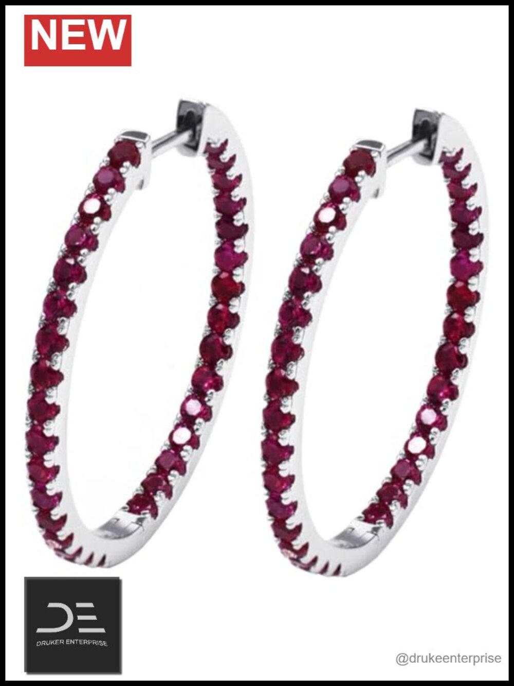 Moissanite Hoop Earrings S925 Sterling Silver 18K White Gold Plated D Color VVS1